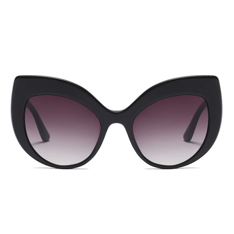Avis Cat Eye Oval Black Sunglasses