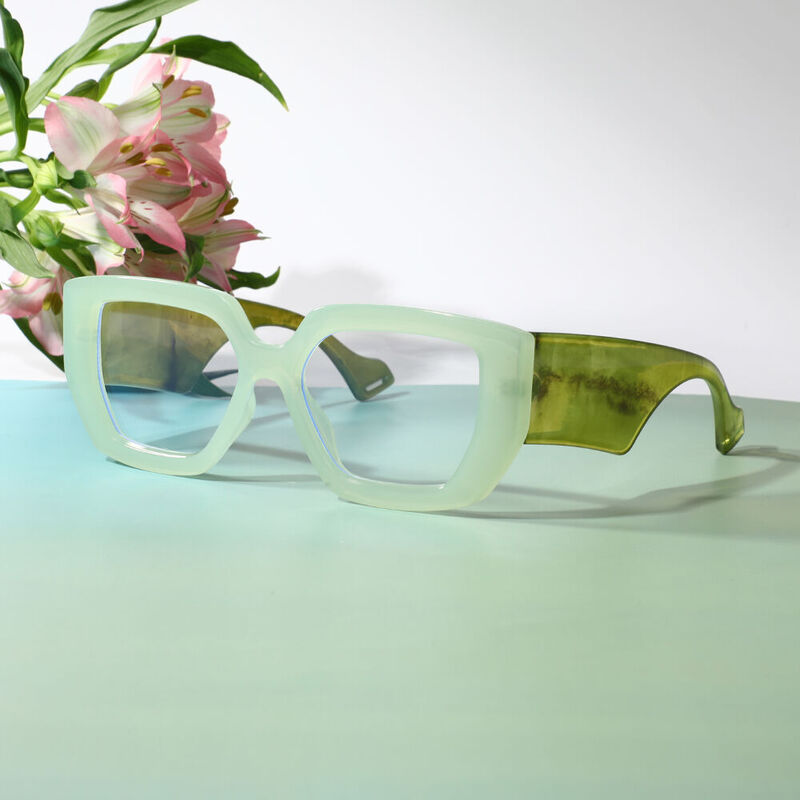 Ceolin Geometric Green Glasses