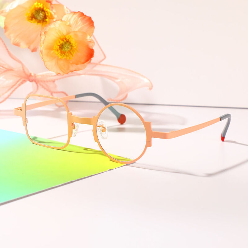 Stella Square Round Orange Glasses