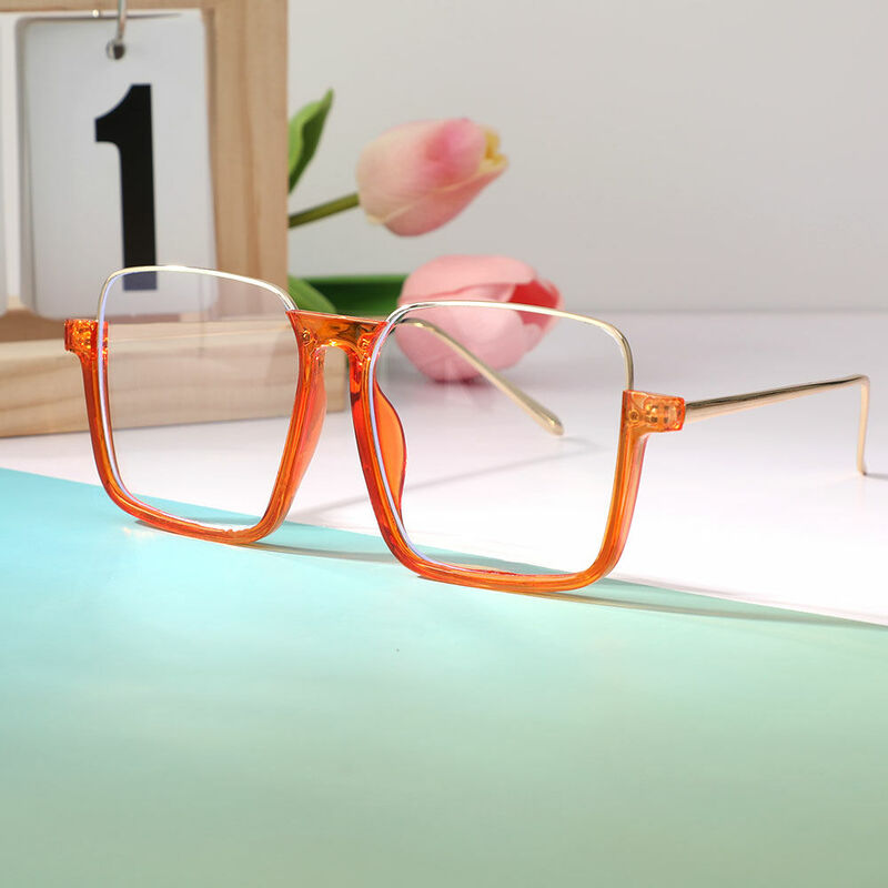 Jorie Square Orange Glasses