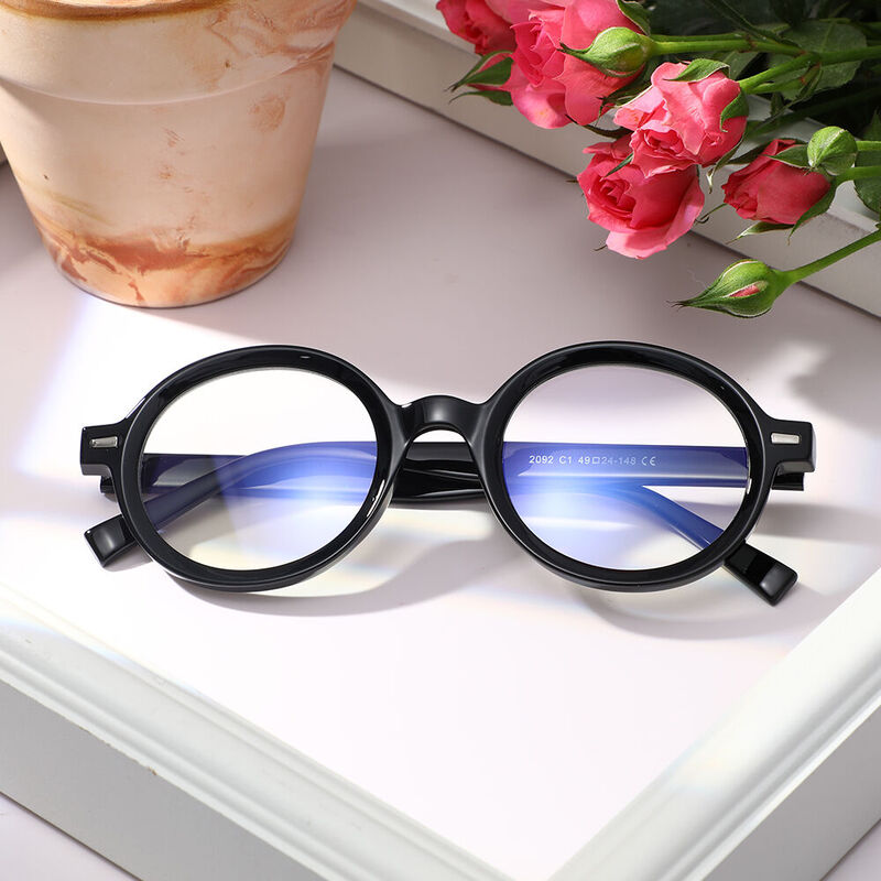 Delia Runde Schwarze Brille