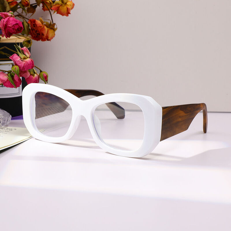 Elizabet Cat Eye White Glasses