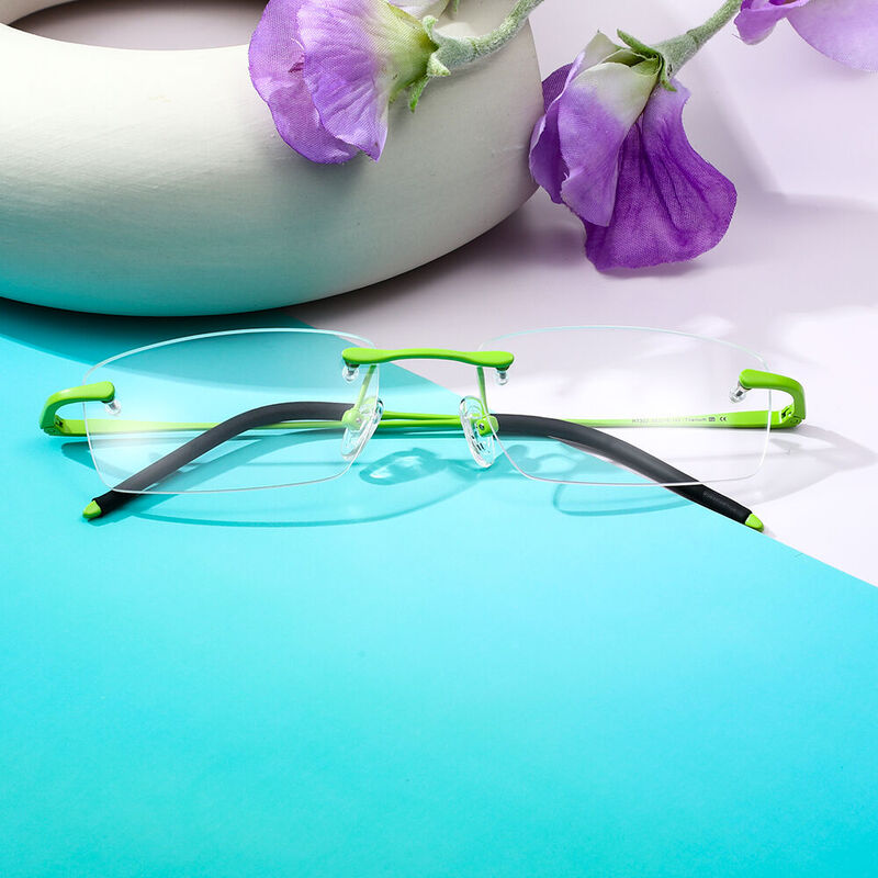 Dorothy Rectangle Green Glasses