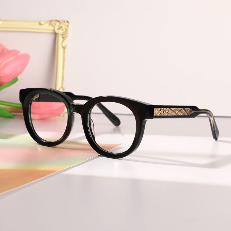 Haley Round Black Glasses