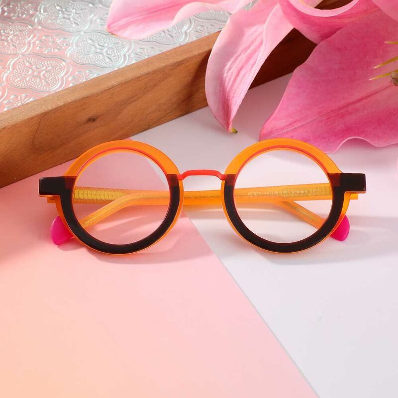 Eugen Runde Orange Brille