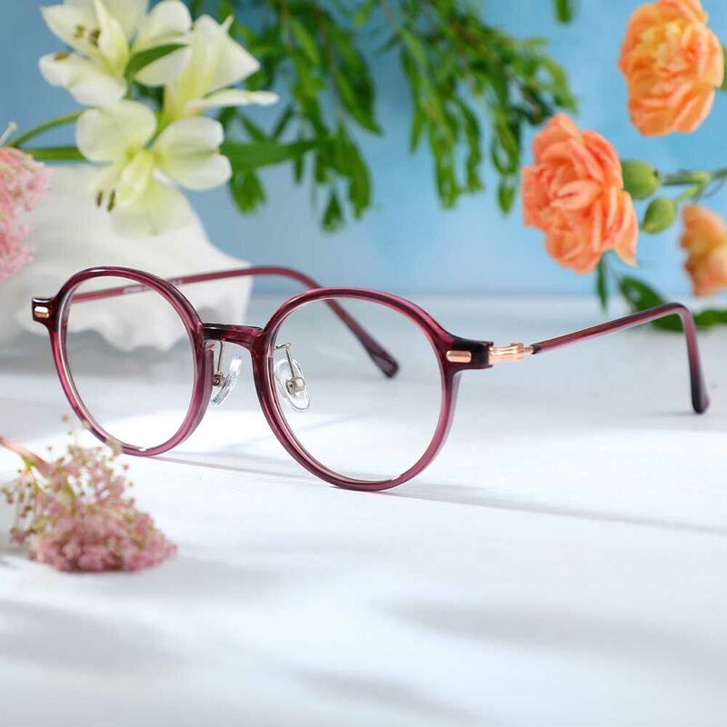 Martina Round Purple Glasses