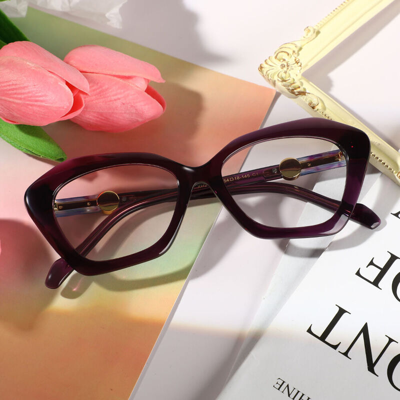 Elizabeth Cat Eye Purple Glasses