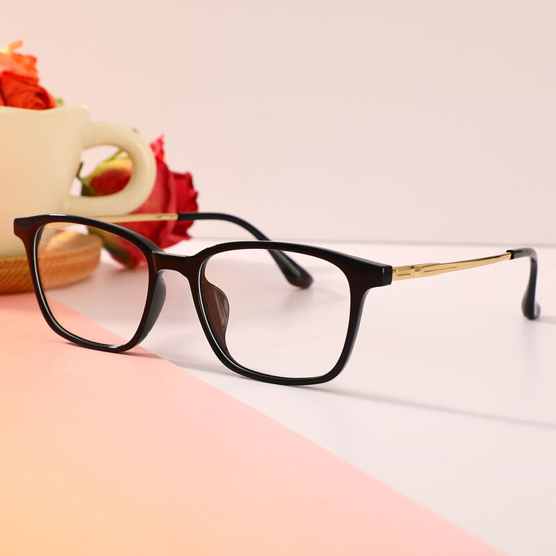 Emma Rectangle Black Glasses