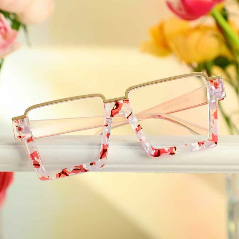 Olga Square Pink Glasses