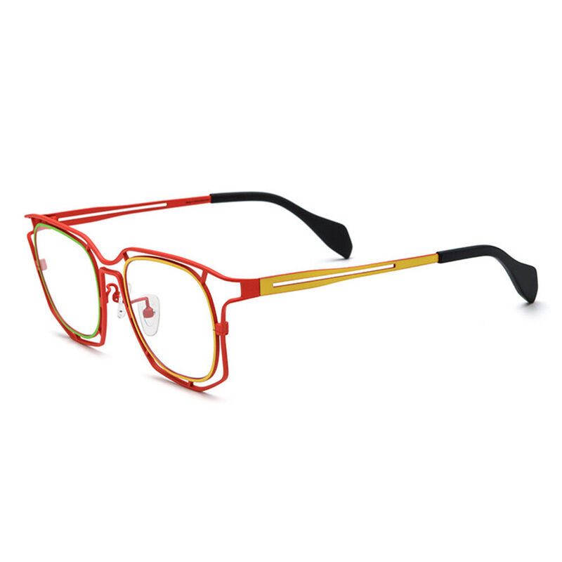 Whit Geometric Red Glasses
