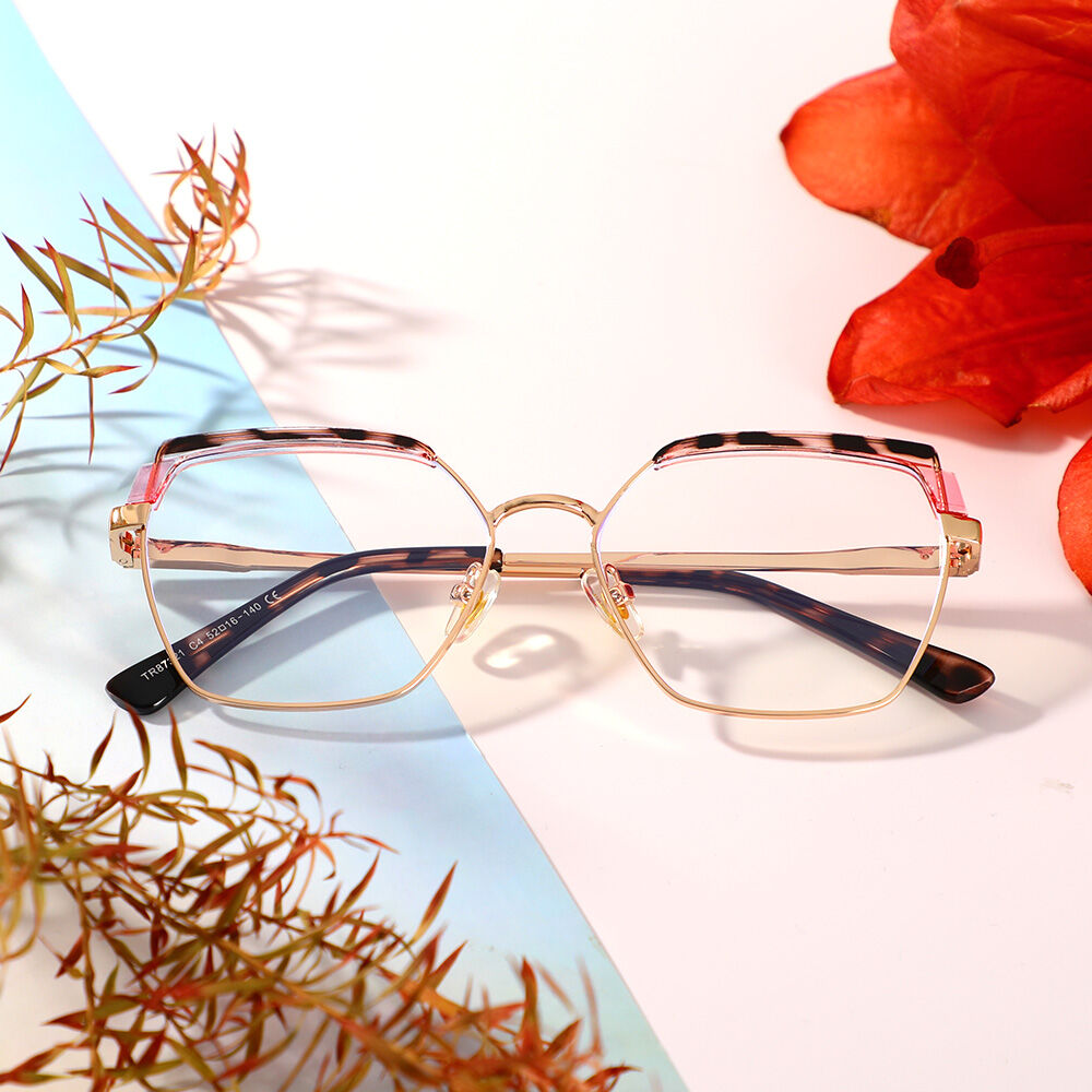 Brauneing Geometrische Rosa Brille