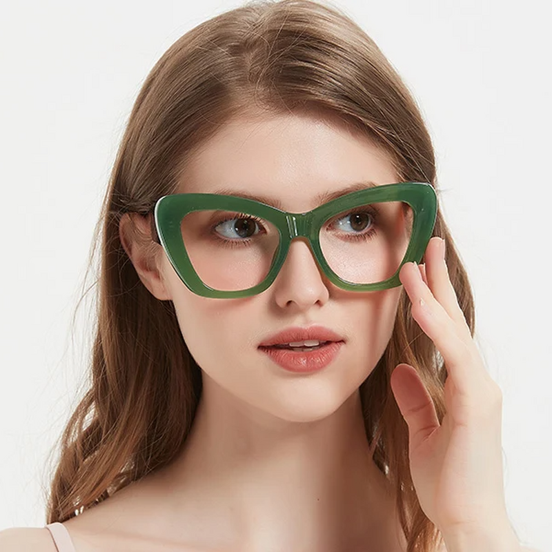 Isaac Cat Eye Green Glasses