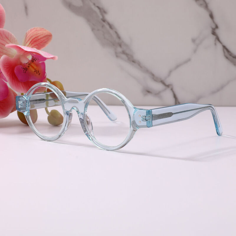 Viviam Round Blue Glasses