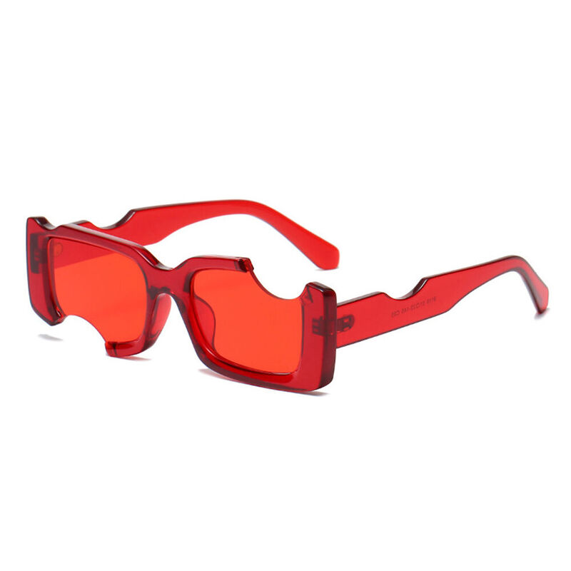 Chartreux Rectangle Red Sunglasses