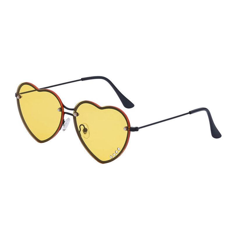 Amore Heart Yellow Sunglasses