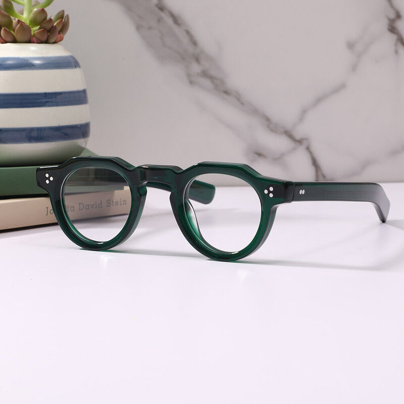 Cedrica Round Green Glasses