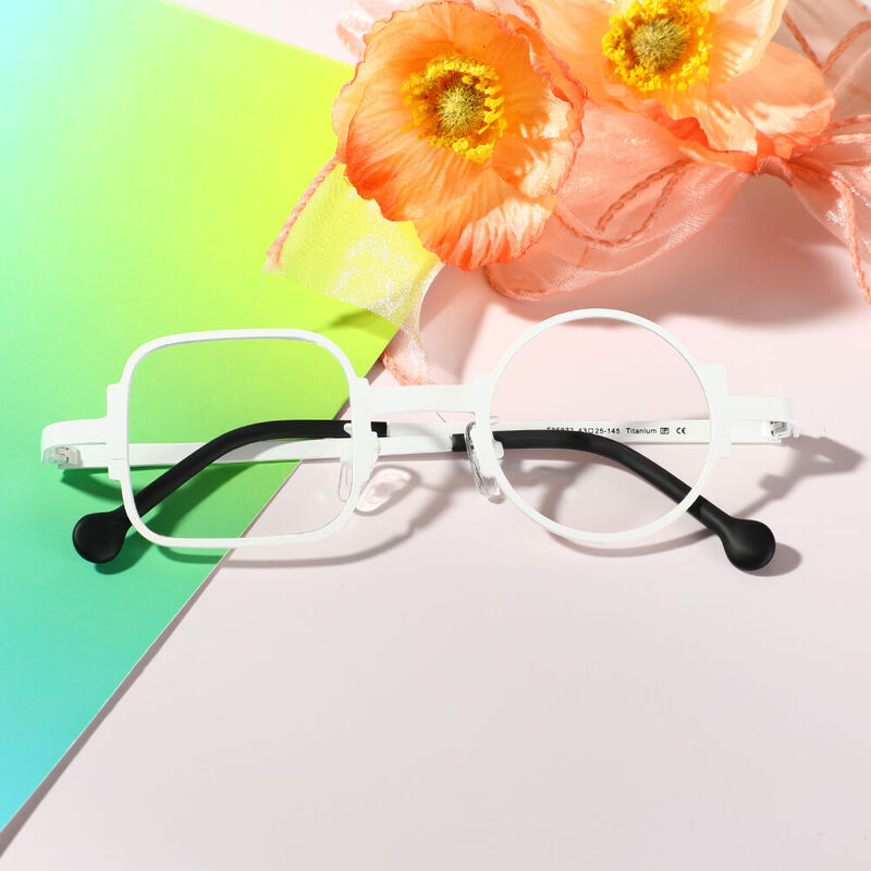 Stella Square Round White Glasses