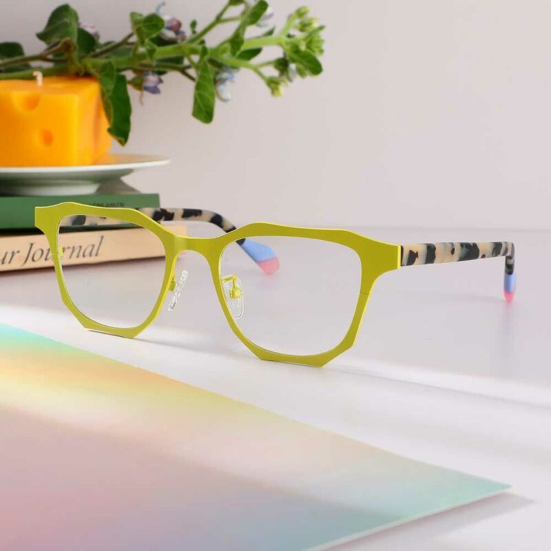 Snow Square Yellow Glasses