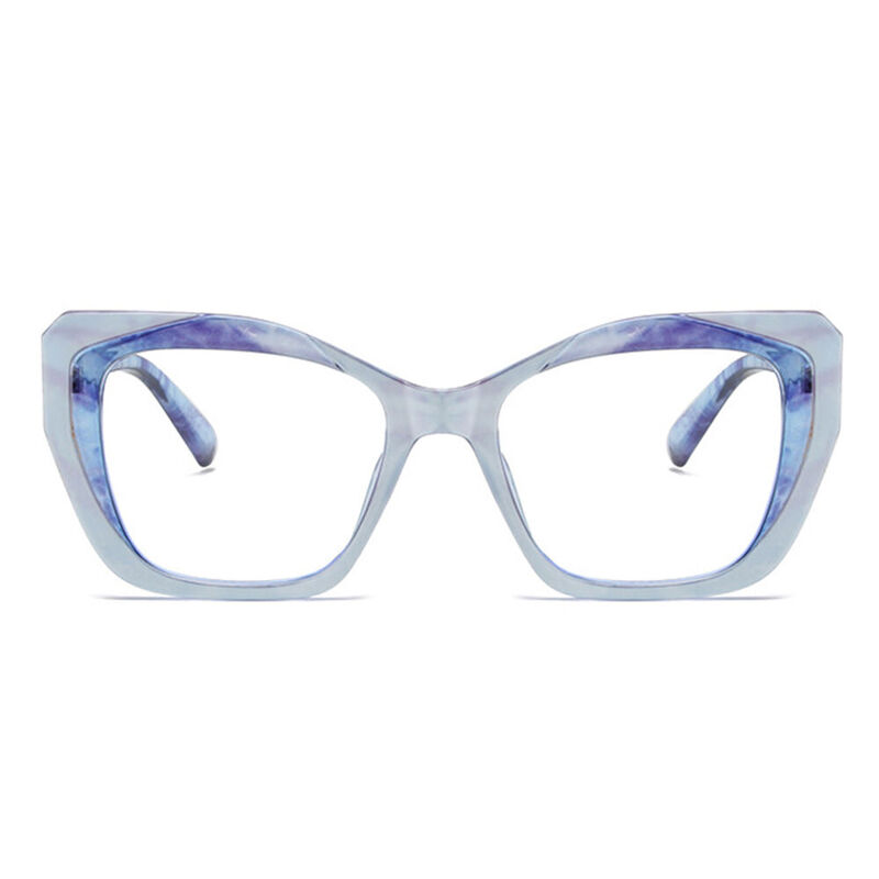 Steele Cat Eye Blue Clear Glasses