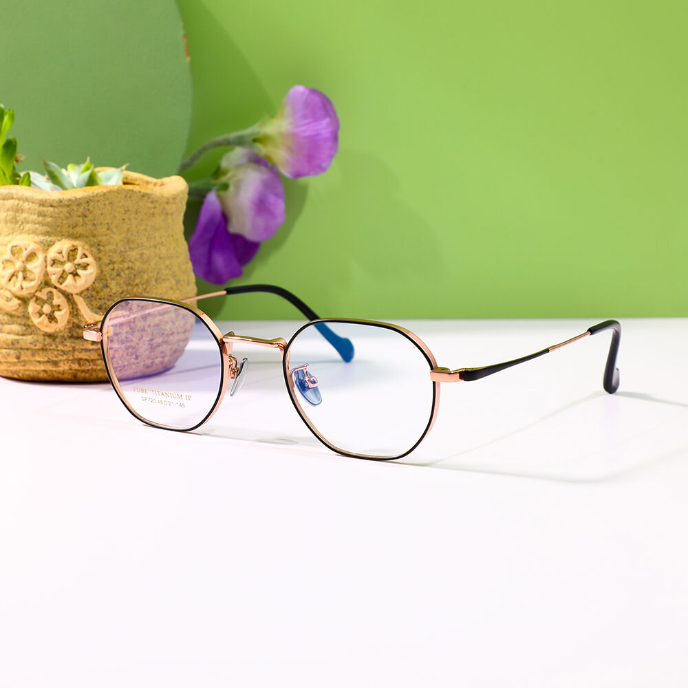 Catheri Geometric Black Gold Glasses