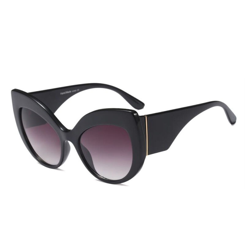Avis Cat Eye Oval Black Sunglasses
