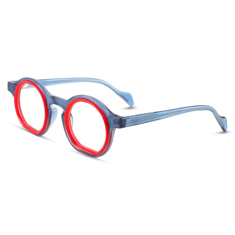 Tamir Round Blue Glasses