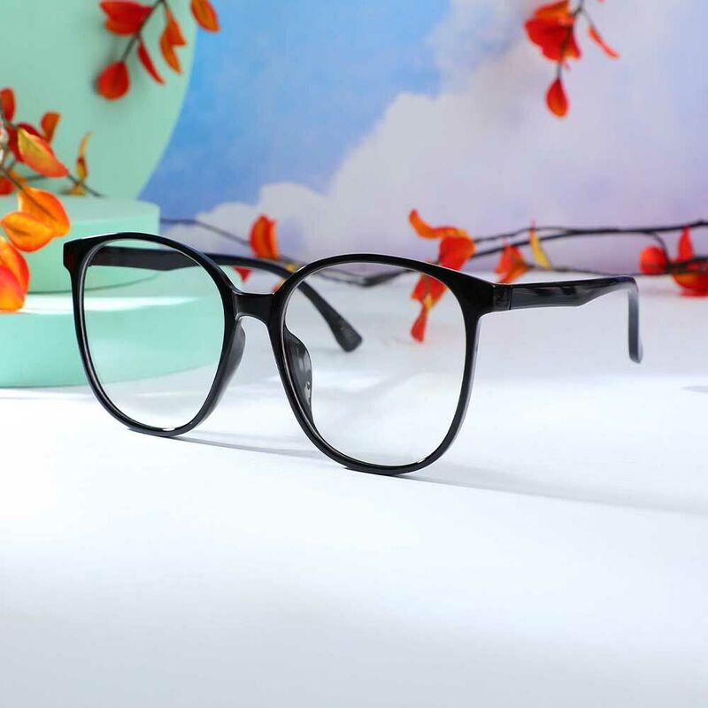 Evangeline Square Black Glasses