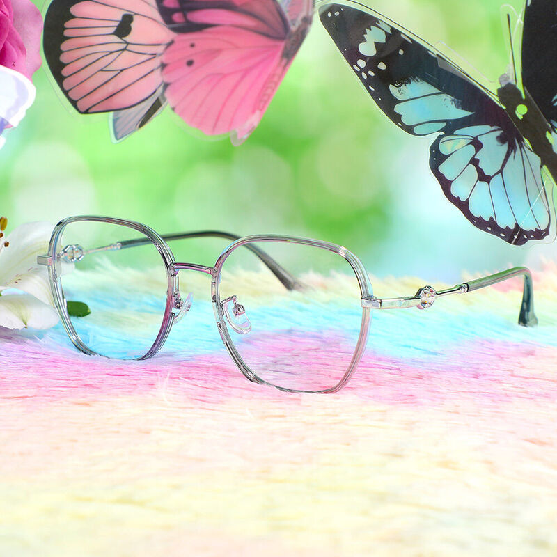 Deirdre Geometrische Graue Brille