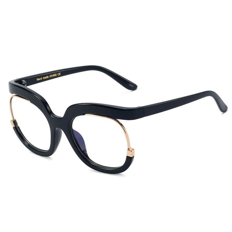 Hazel Round Black Glasses