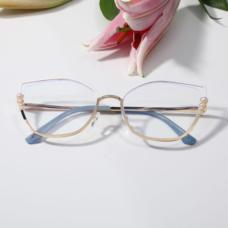 Yile Cat Eye White Glasses