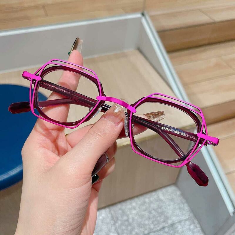 Calvin Geometric Purple Glasses