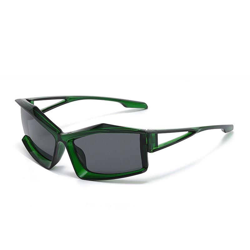 Ceil Geometric Green Sunglasses