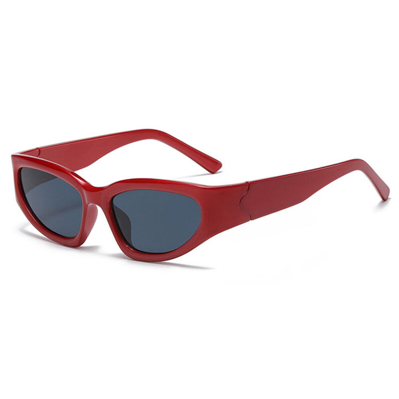 Cleo Oval Red Sunglasses