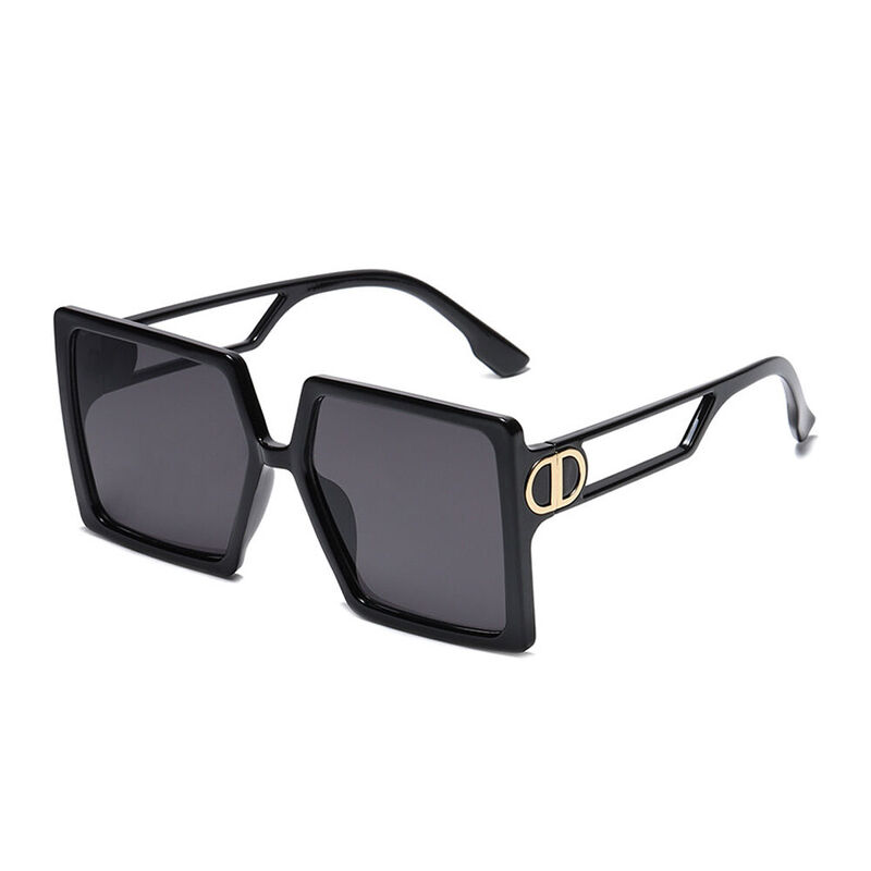 Aspasia Geometric Black Sunglasses