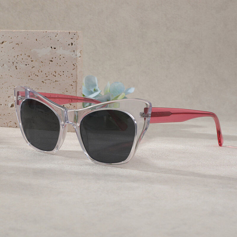 On Stage Cat Eye Transparent/Red Sunglasses