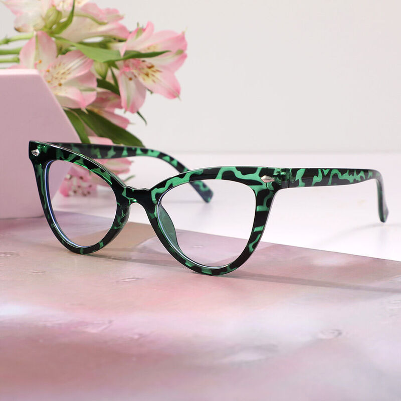 Alma Cat Eye Green Glasses