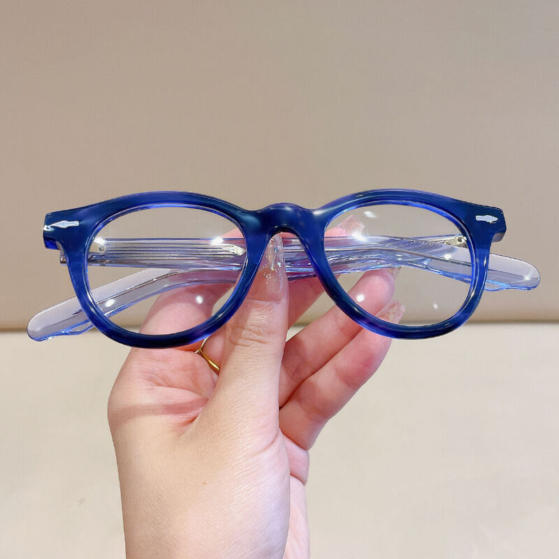 Hedm Round Blue Glasses