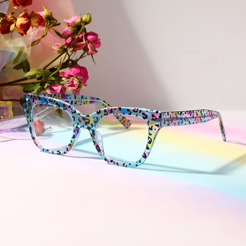 Christ Square Blue Leopard Glasses