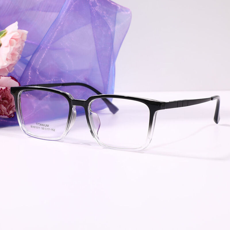 Celest Rectangle Black Clear Glasses