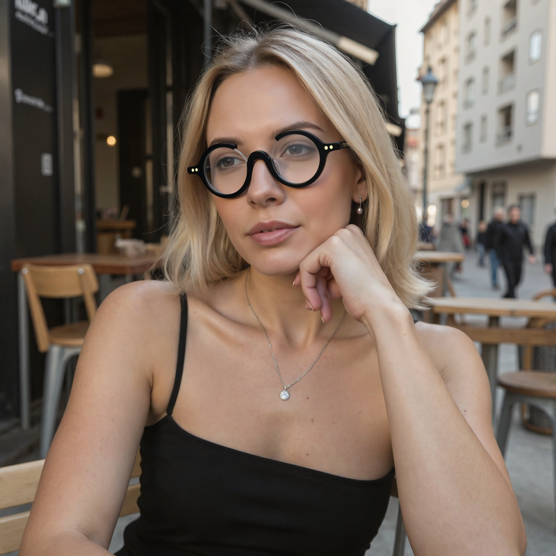 Amelia Round Black Glasses
