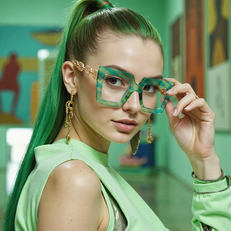 Pacheco Square Green Glasses