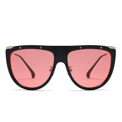 Adkin Aviator Oval Black Red Sunglasses