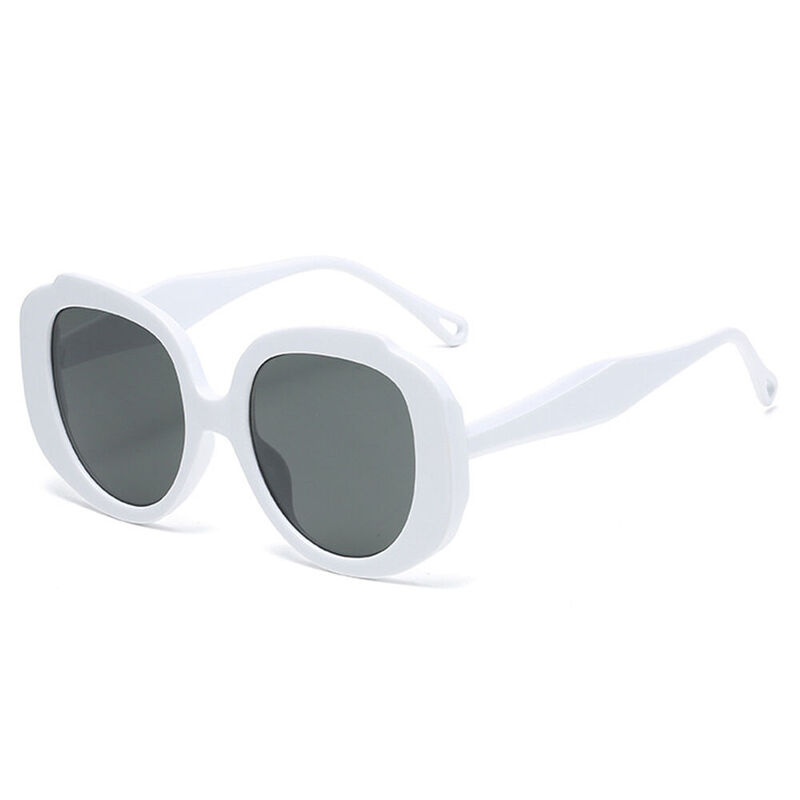 Lila Round White Sunglasses