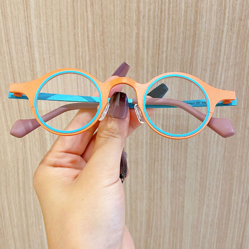 Sebastia Round Orange Glasses