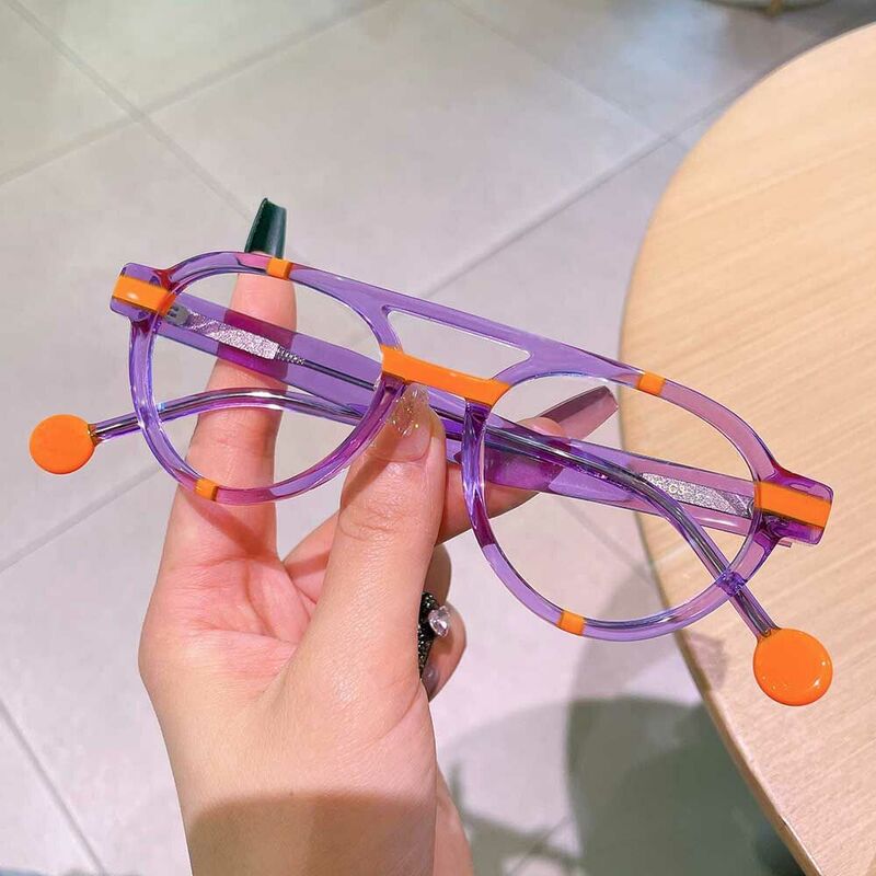 Leonard Aviator Purple Glasses