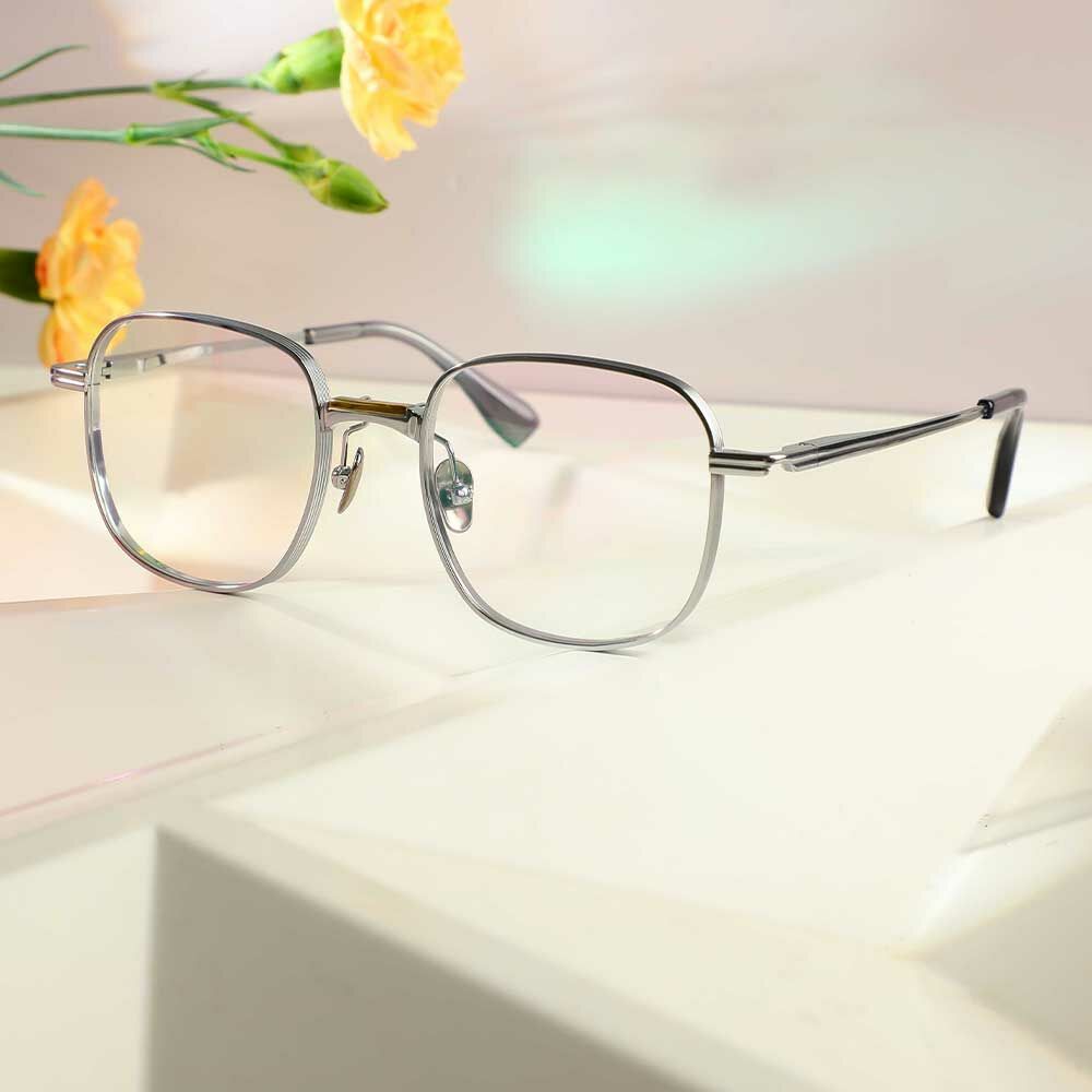 Greg Quadratische Silberne Brille