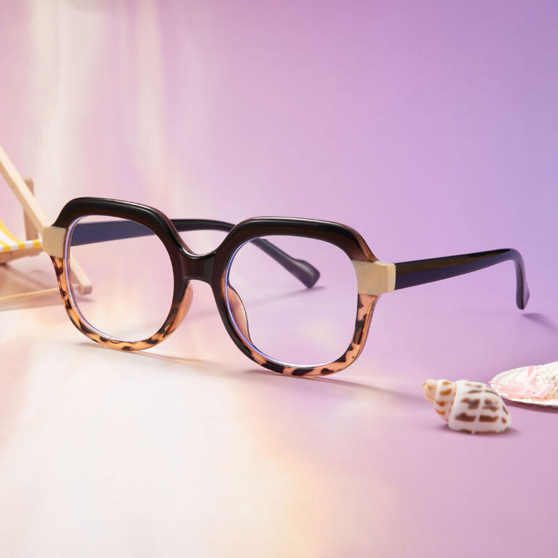 Gemma Geometric Leopard Glasses