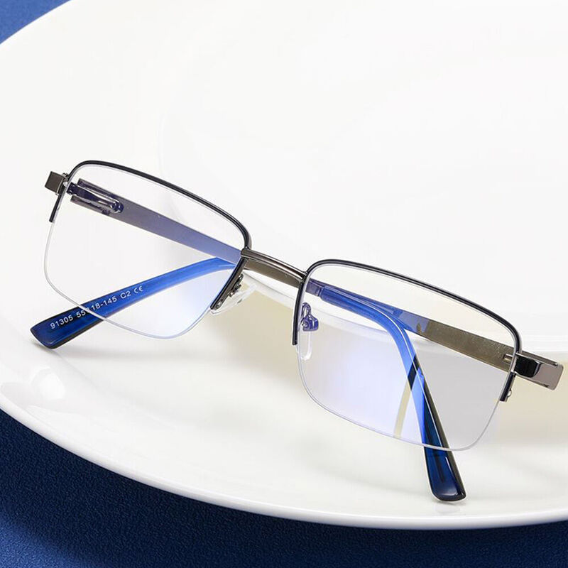 Davy Rectangle Blue Glasses