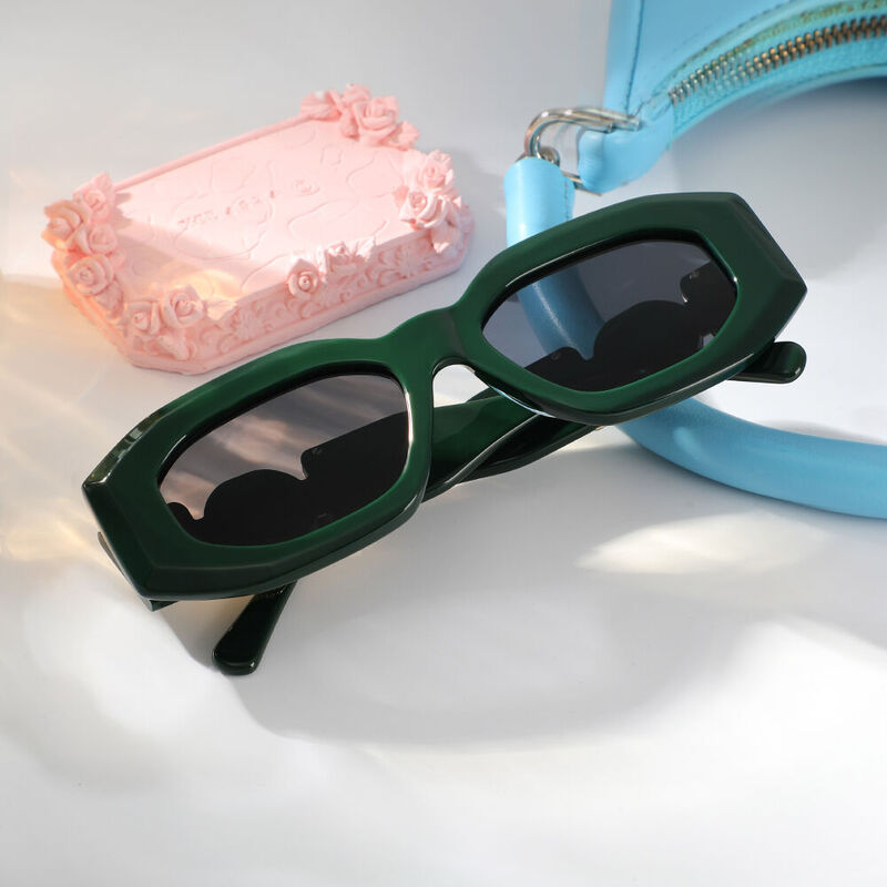 Giselle Geometric Green Sunglasses