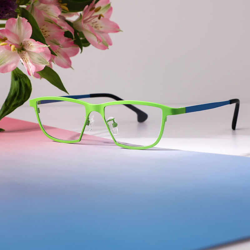 Regin Rectangle Green Glasses